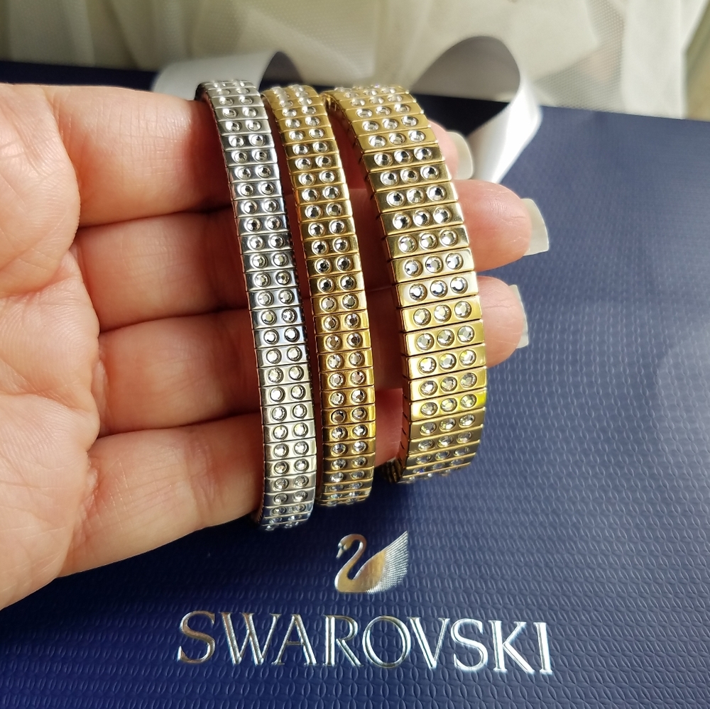 Authentic Swarovski Stretch Bracelets Set Of 3 - image 1